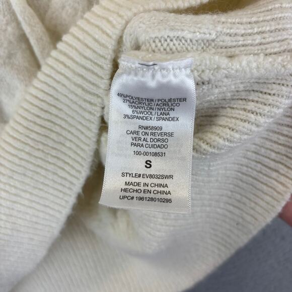 Cable Knit Sweater Womens Small Ivory Wool Blend Fisherman Cabin Outdoor Hoodie - Picture 6 of 10